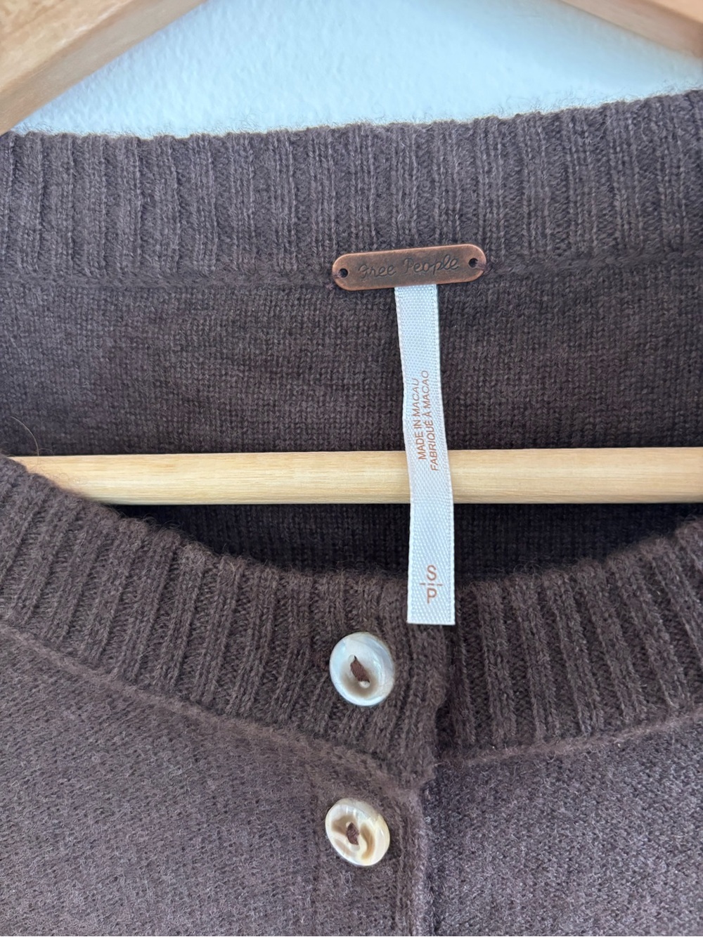 Free People Nocturnal Cashmere Wool Blend Cardigan Sweater size Small brown - Picture 8 of 9